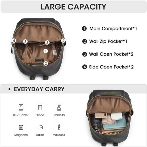 Genuine Leather Backpack Purse for Women Multi-functional Elegant Daypack Soft main image 7